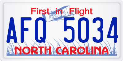 NC license plate AFQ5034