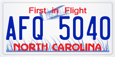 NC license plate AFQ5040