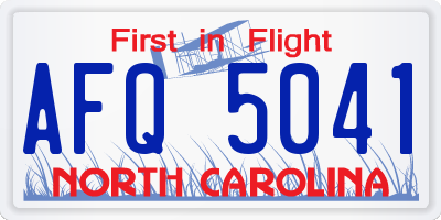 NC license plate AFQ5041