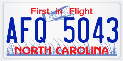NC license plate AFQ5043