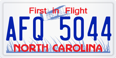 NC license plate AFQ5044
