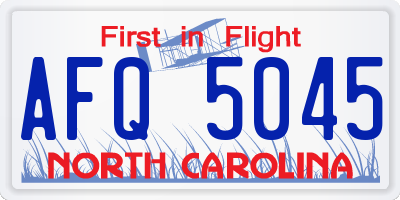 NC license plate AFQ5045