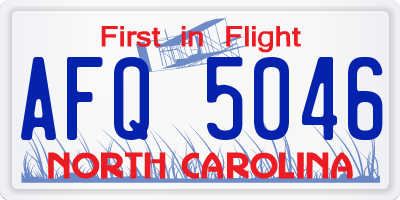 NC license plate AFQ5046