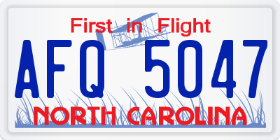 NC license plate AFQ5047