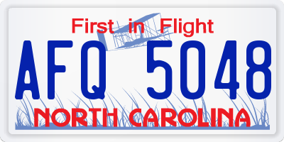 NC license plate AFQ5048