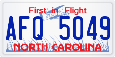NC license plate AFQ5049