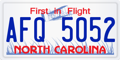 NC license plate AFQ5052
