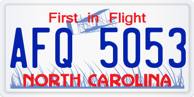 NC license plate AFQ5053