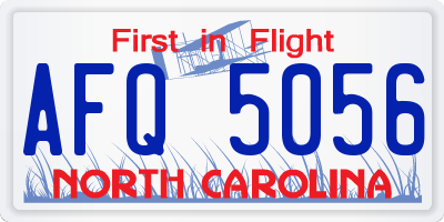 NC license plate AFQ5056