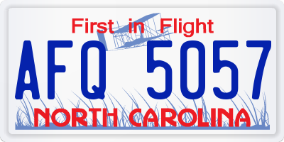 NC license plate AFQ5057