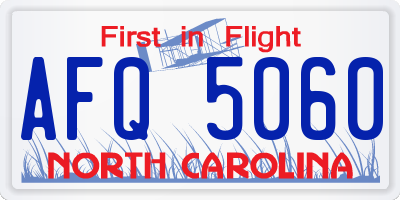 NC license plate AFQ5060
