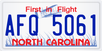 NC license plate AFQ5061