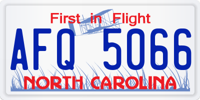 NC license plate AFQ5066