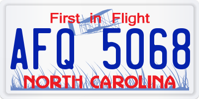 NC license plate AFQ5068