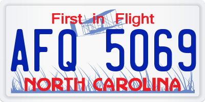 NC license plate AFQ5069