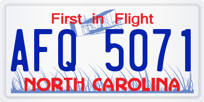 NC license plate AFQ5071