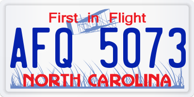 NC license plate AFQ5073