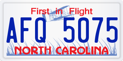 NC license plate AFQ5075