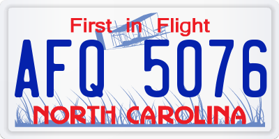 NC license plate AFQ5076