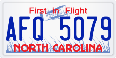 NC license plate AFQ5079