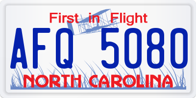 NC license plate AFQ5080