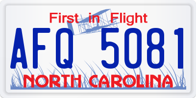 NC license plate AFQ5081