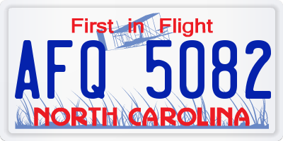 NC license plate AFQ5082