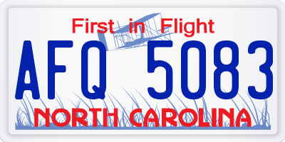 NC license plate AFQ5083