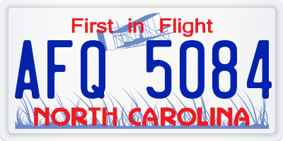 NC license plate AFQ5084