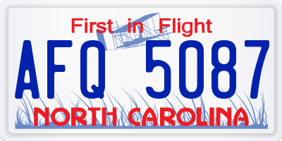 NC license plate AFQ5087
