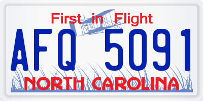 NC license plate AFQ5091