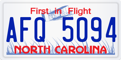 NC license plate AFQ5094