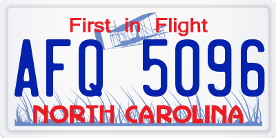 NC license plate AFQ5096