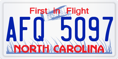 NC license plate AFQ5097