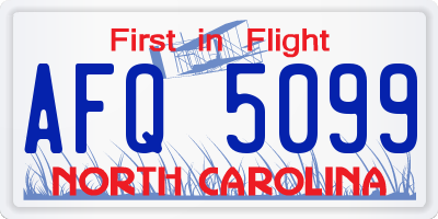 NC license plate AFQ5099