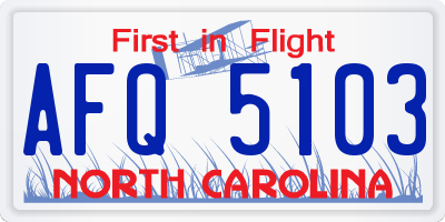 NC license plate AFQ5103