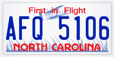 NC license plate AFQ5106
