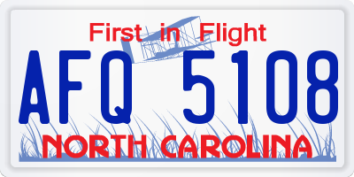 NC license plate AFQ5108