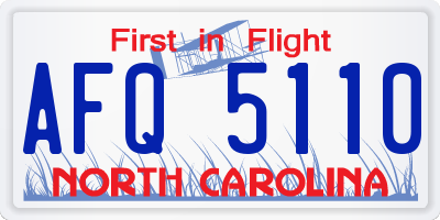 NC license plate AFQ5110