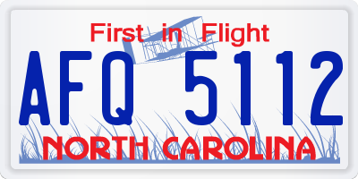NC license plate AFQ5112