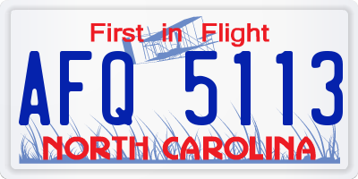NC license plate AFQ5113