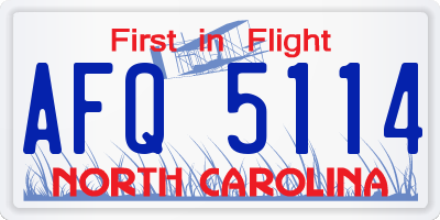 NC license plate AFQ5114