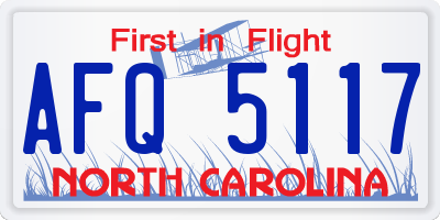 NC license plate AFQ5117