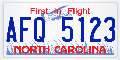 NC license plate AFQ5123