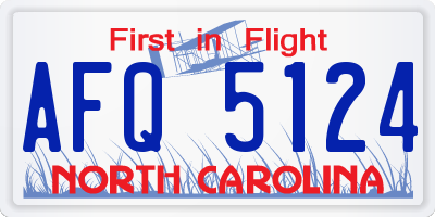 NC license plate AFQ5124