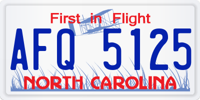 NC license plate AFQ5125