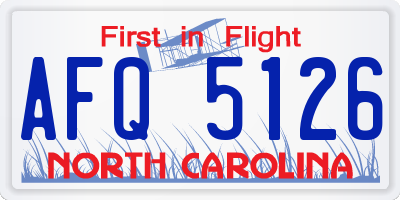 NC license plate AFQ5126