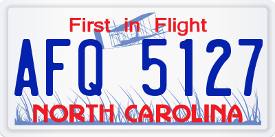 NC license plate AFQ5127