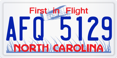 NC license plate AFQ5129