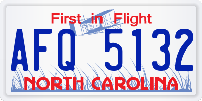 NC license plate AFQ5132